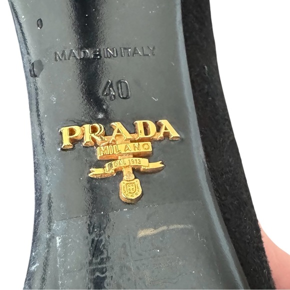 Prada Calzature Donna Camoscio Fur Trimmed Ankle Heel Boot Black (Nero) Size 40 - Picture 7 of 12